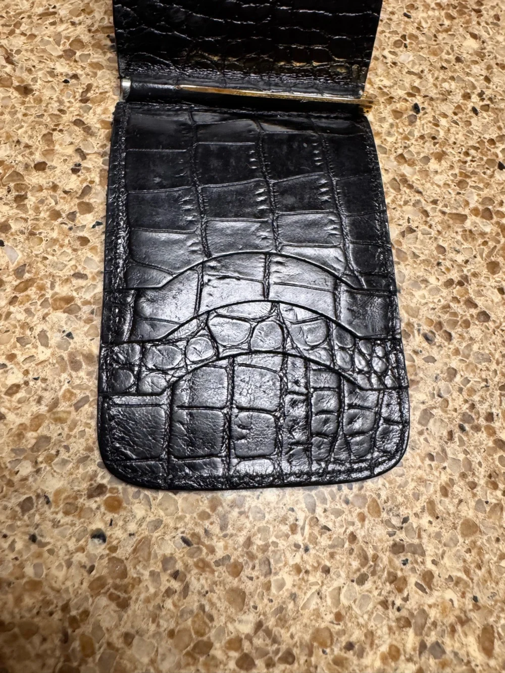 Black Croc-Embossed Banknotes & Card Holder Wallet- Source Unknown